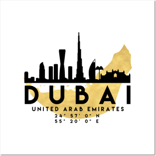 Dubai United Arab Emirates Skyline Map Art Posters and Art